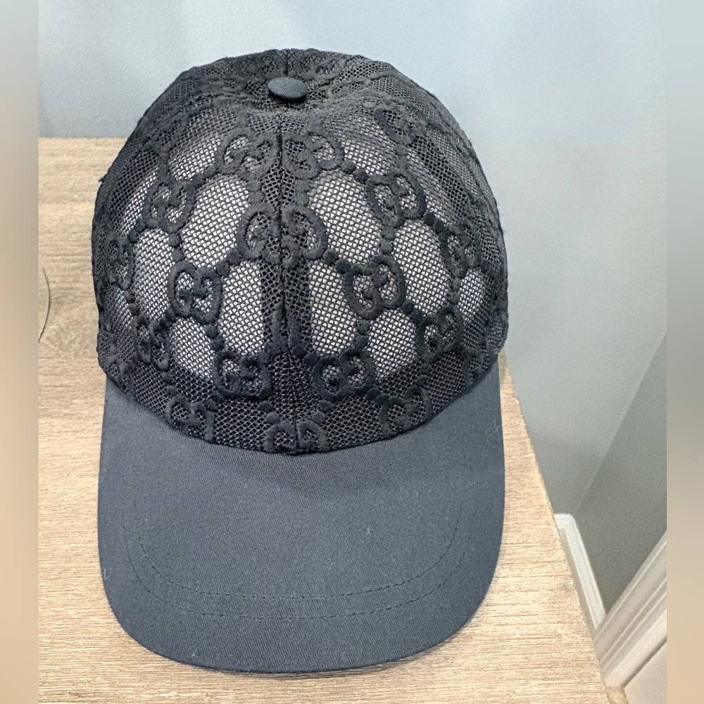 Gucci Black Lace Logo Baseball Cap